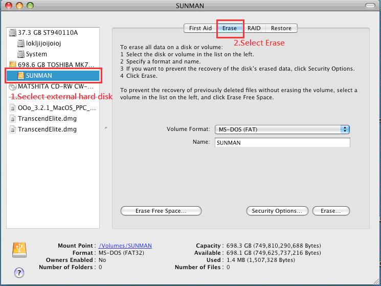 format a toshiba external hard drive for mac